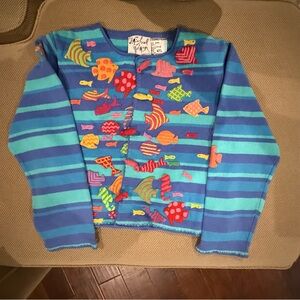 Michael Simon sweater with Fish Design in multi colors